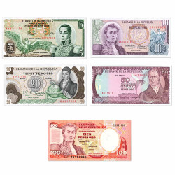 5 Billets Colombie 1978-1991
