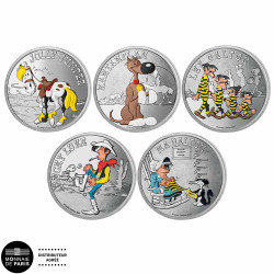 Lot des 5 médailles Lucky Luke