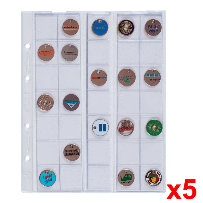 Prophila 5 Feuilles Numismatiques – 30 Compartiments Pour Pièces Jusqu’à 25 Mm
