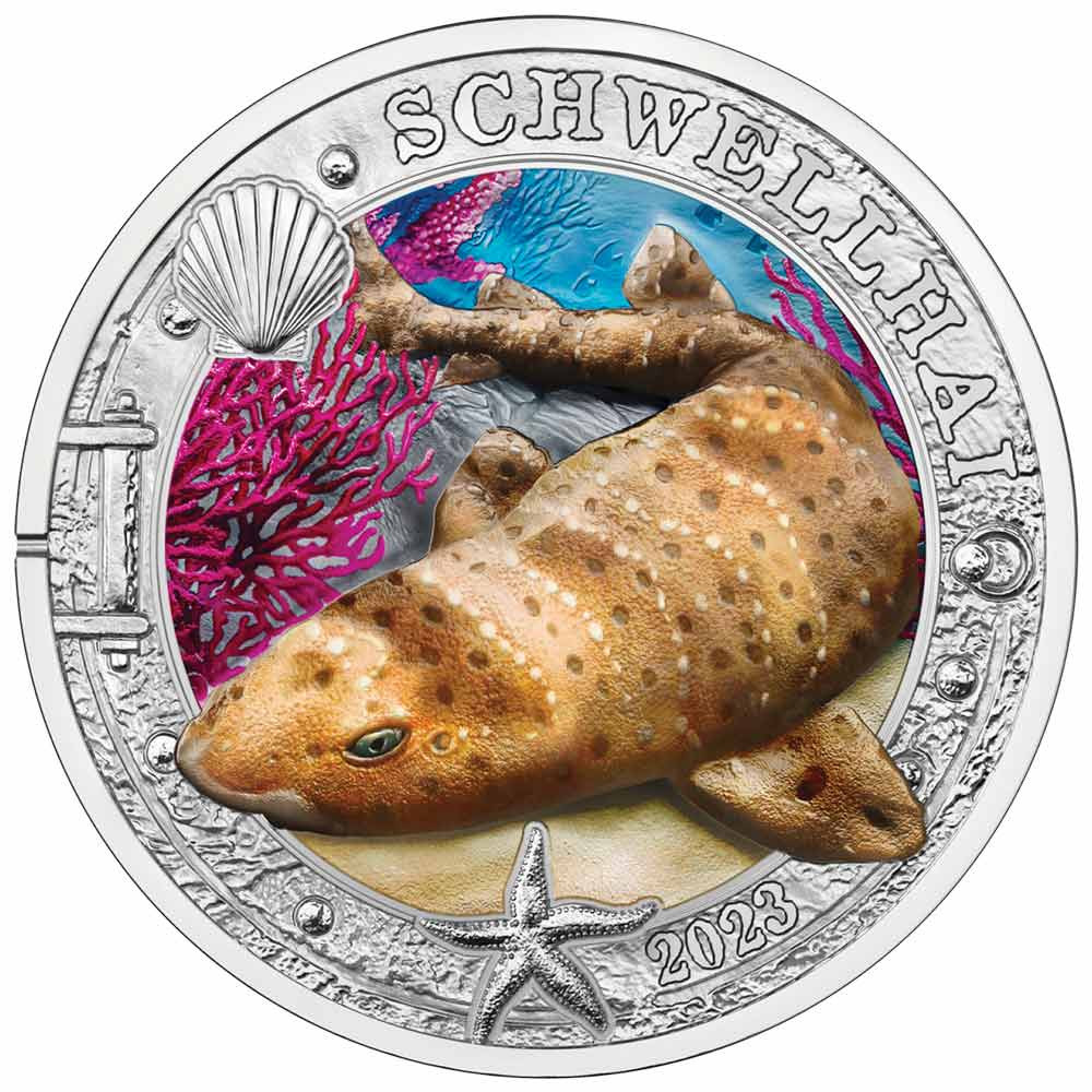 3 Euro Autriche BU 2023 phosphorescente colorisée - Requin-houle