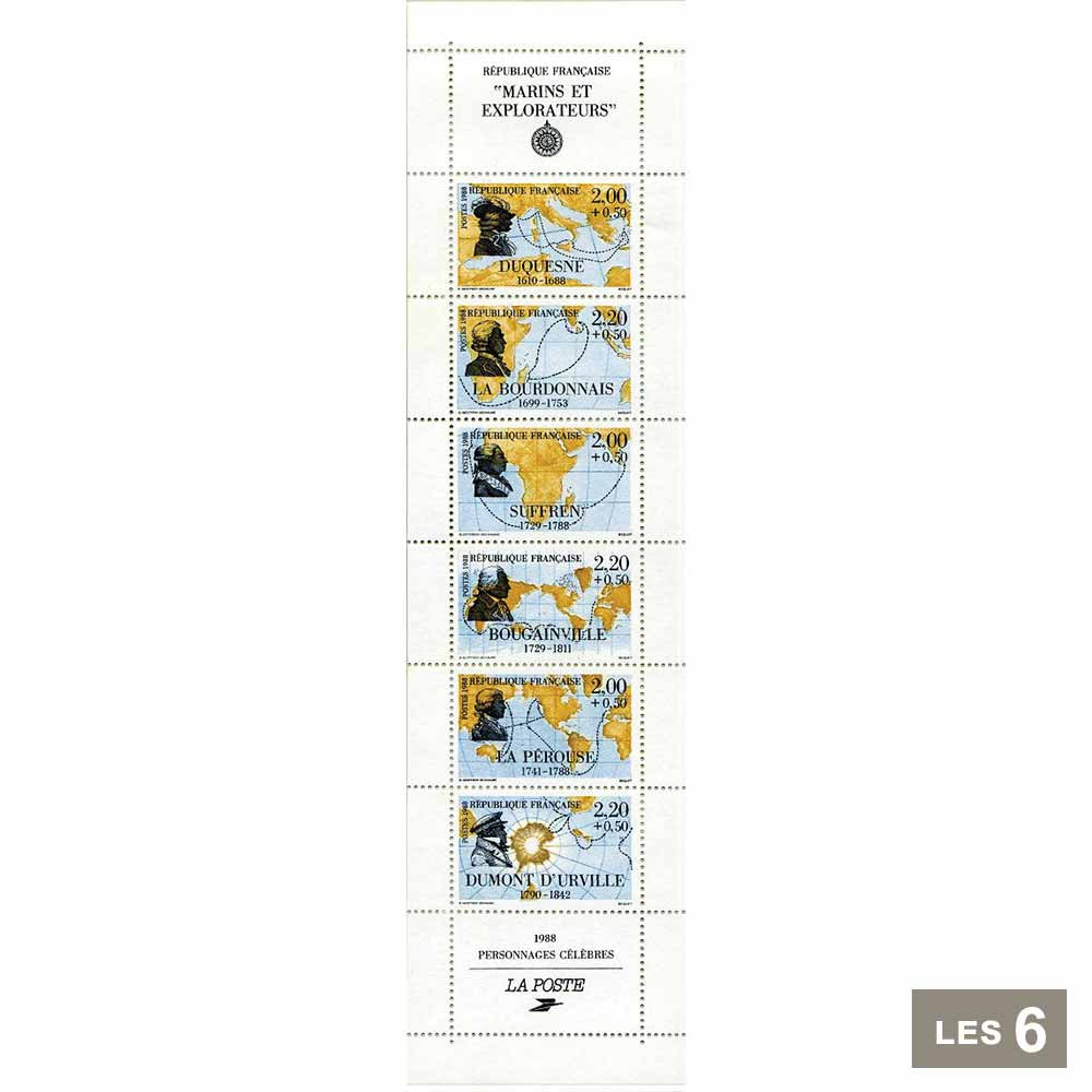 6 timbres marins et explorateurs