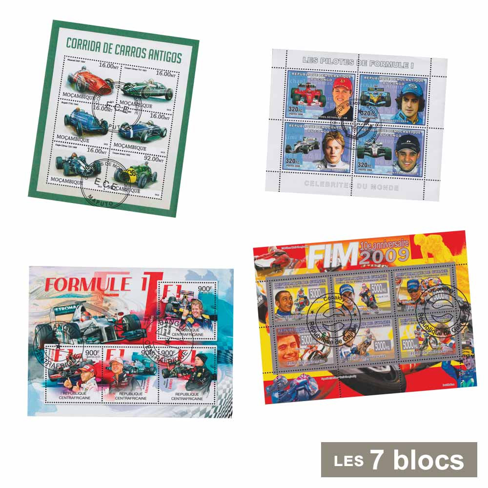 7 Blocs-feuillets Formule 1 et rallyes