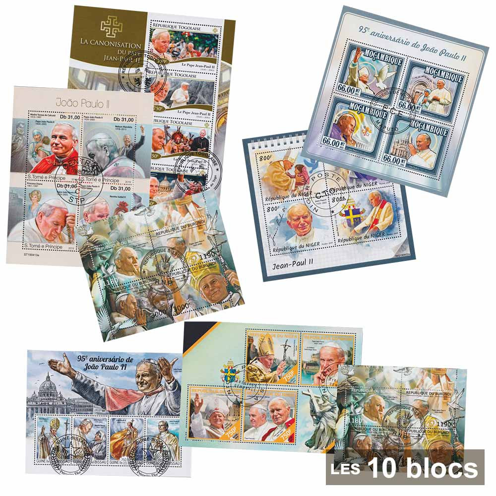 10 blocs-feuillets Pape Jean-Paul II