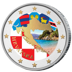 2 Euro Croatie 2023 colorisée