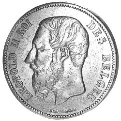 Belgique - 5 Francs Argent Léopold II Roi des Belges