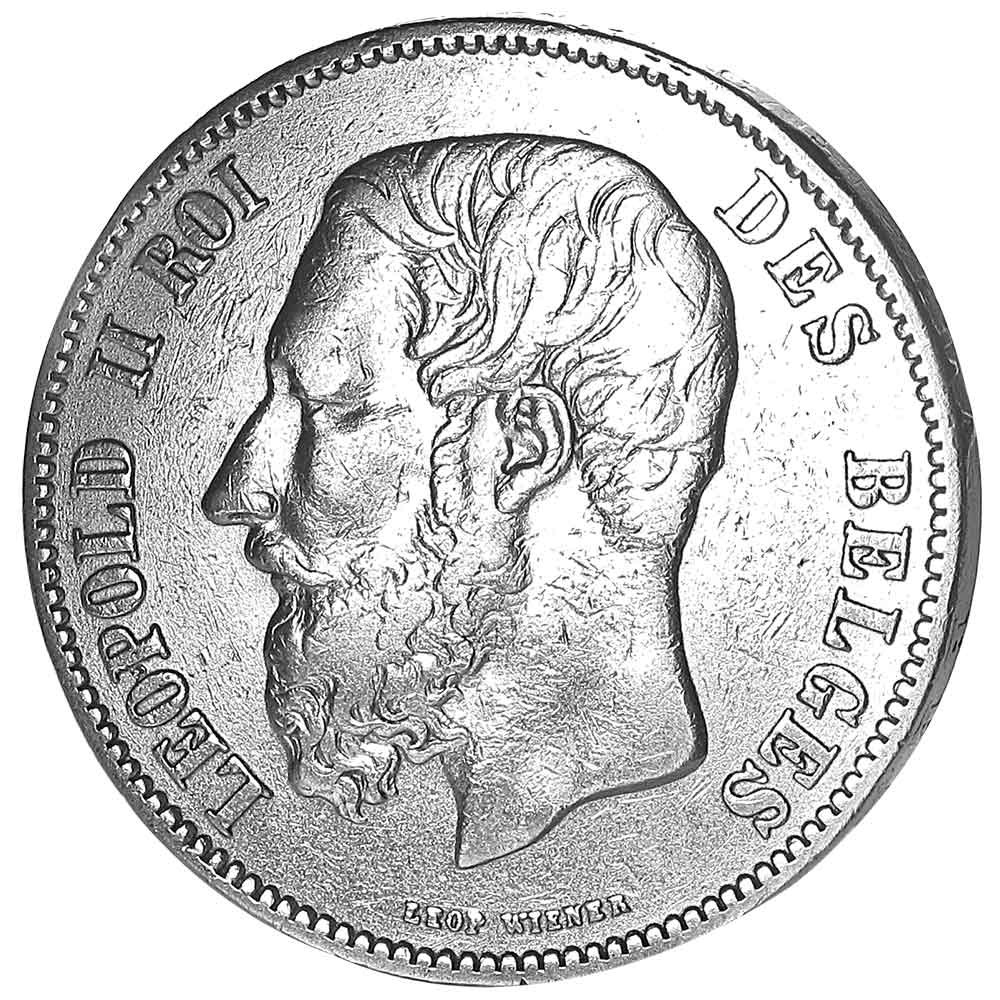 Belgique - 5 Francs Argent Léopold II Roi des Belges