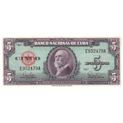 5 Pesos Cuba 1960