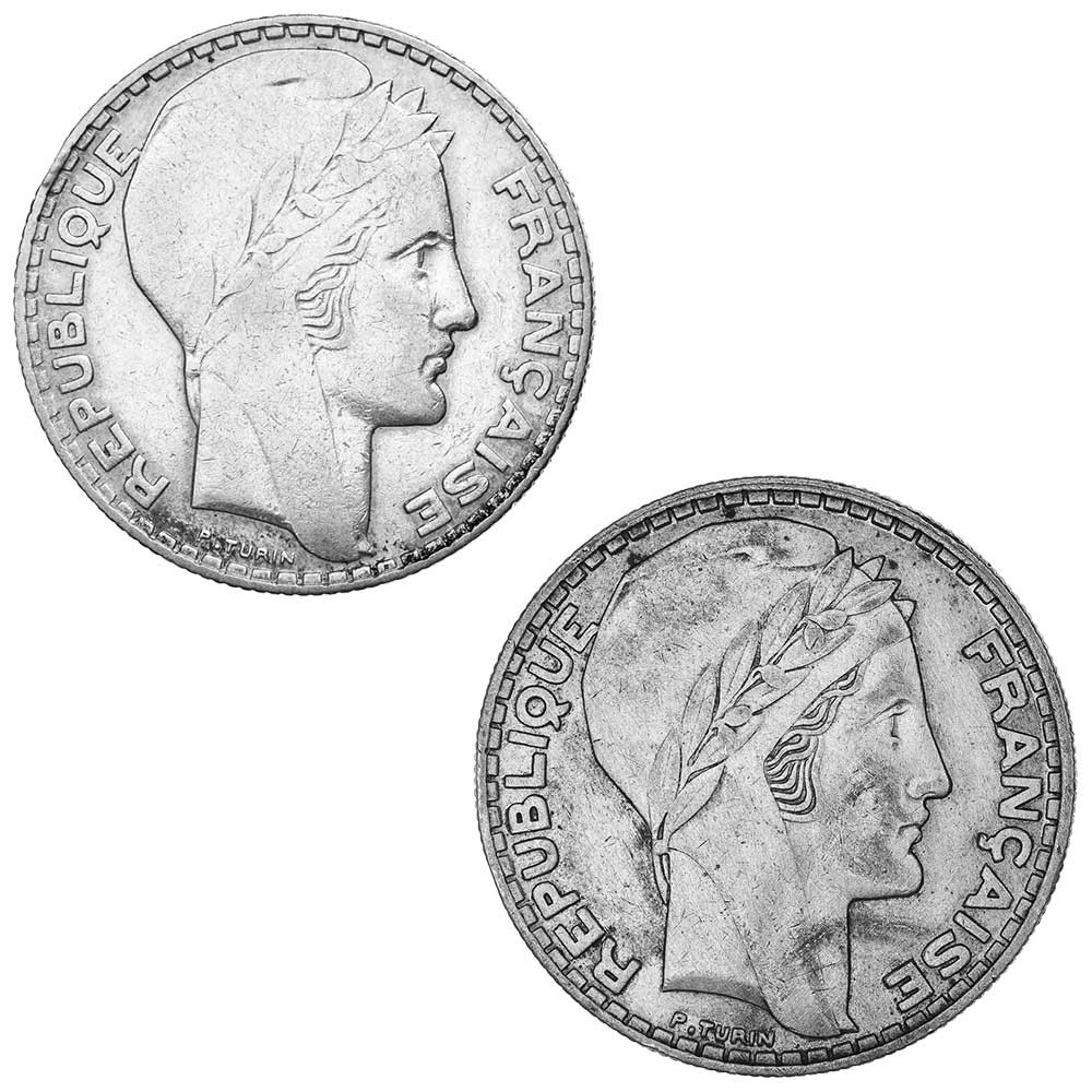 Les 10 et 20 Francs Argent Turin 1933