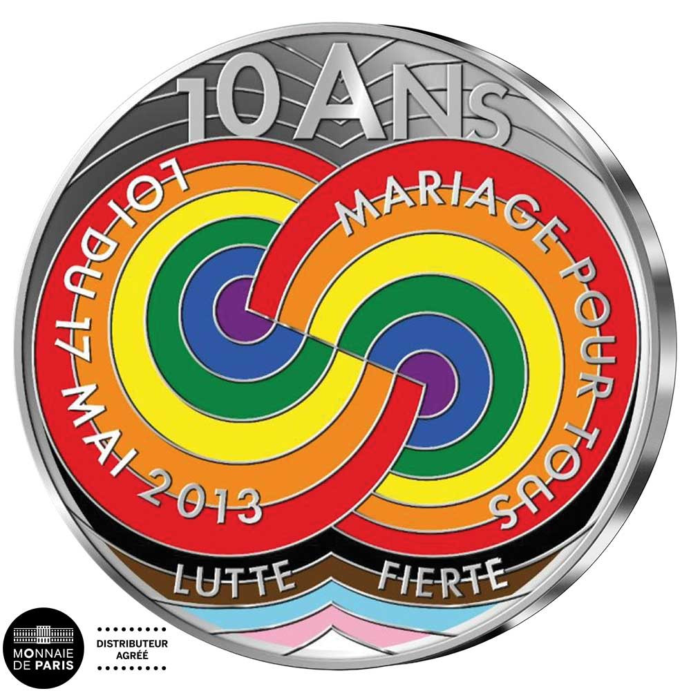 10 Euro France 2023 colorisée - 10 ans du mariage pour tous