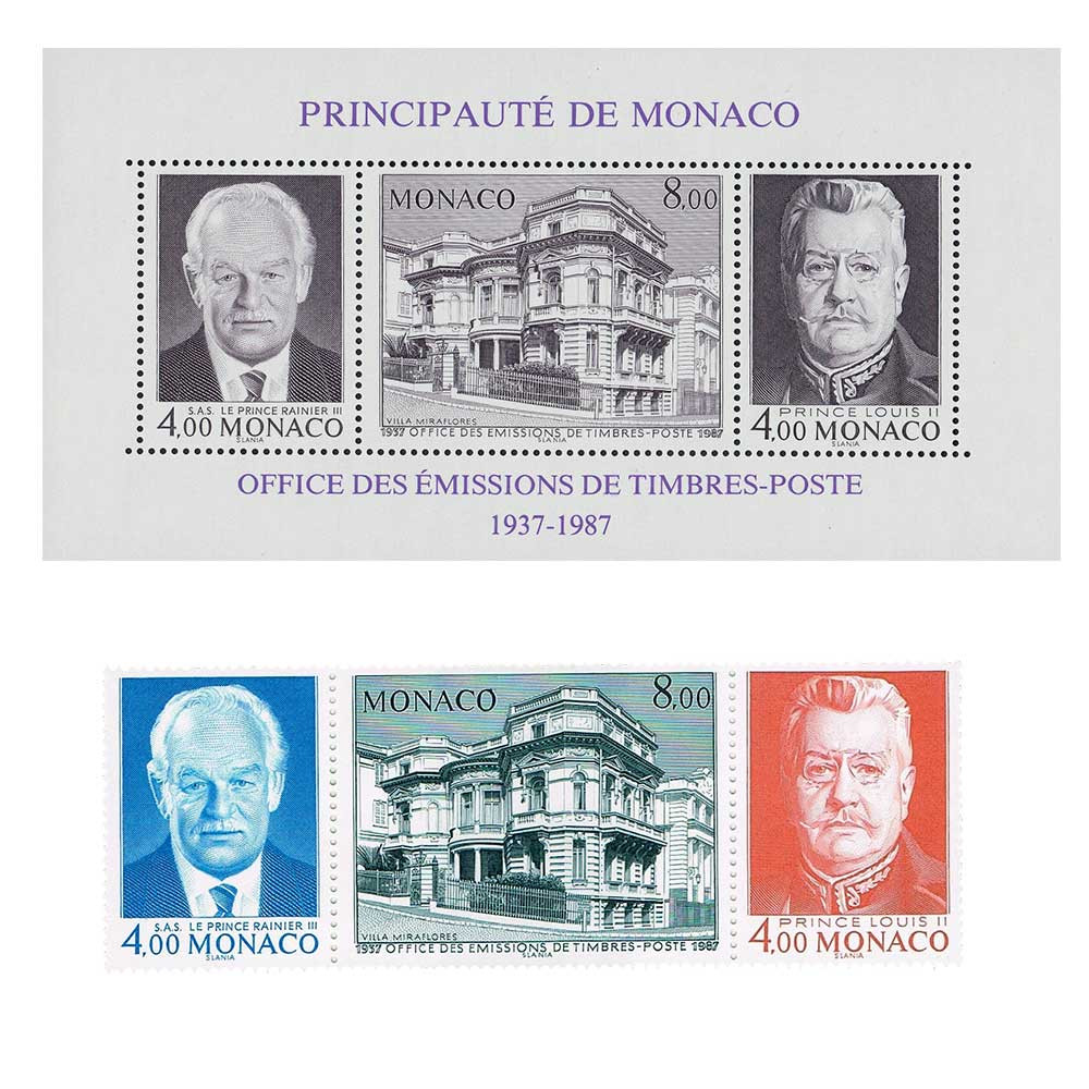 Bloc-feuillet et tryptique Prince Rainier III et Louis II