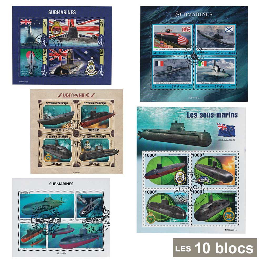 10 blocs-feuillets Sous-marins*