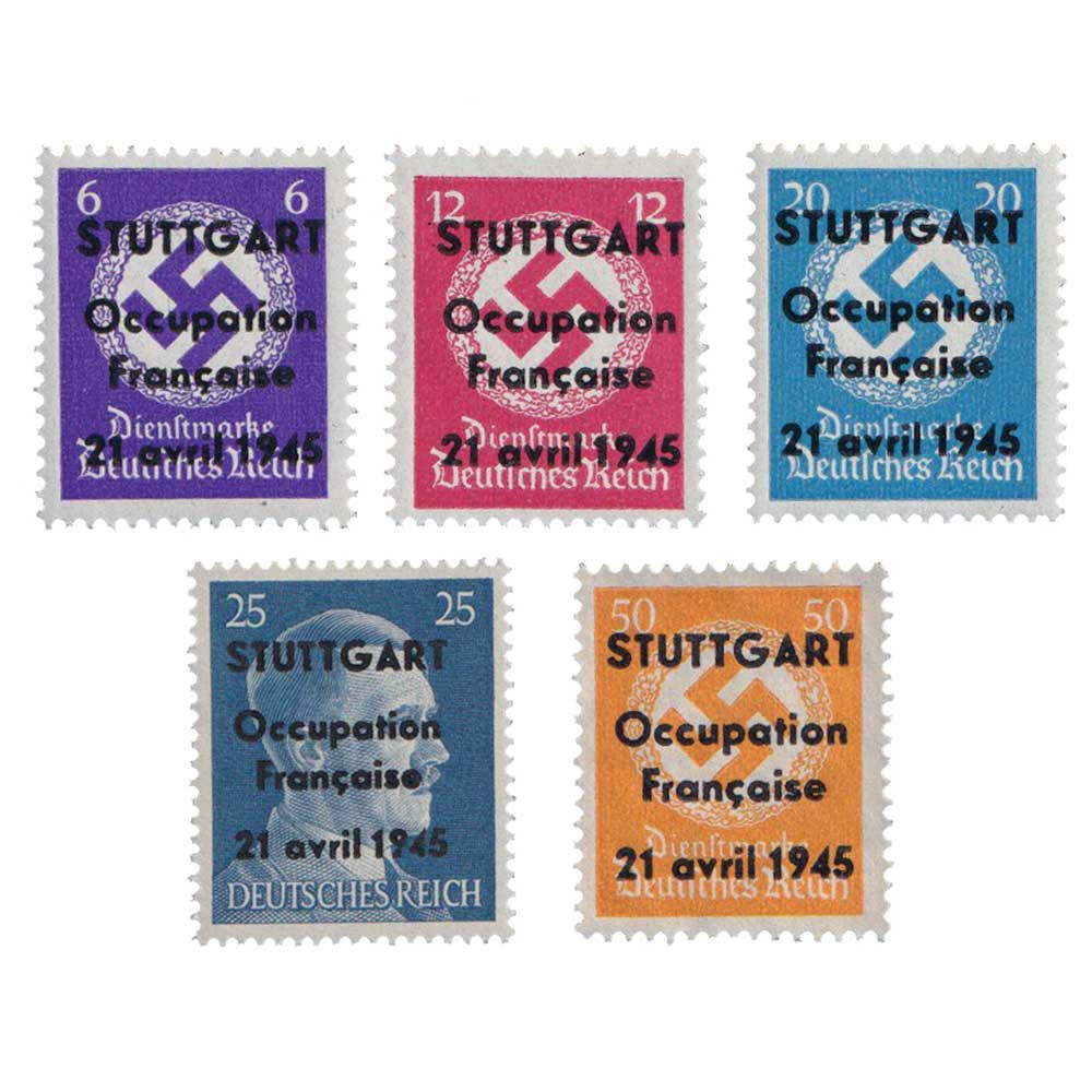 5 timbres Libération de Stuttgart
