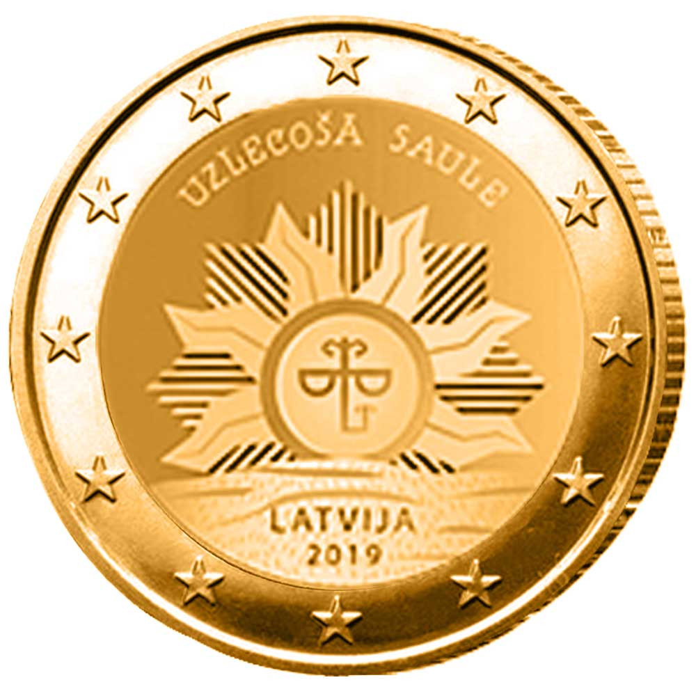 2 Euro Lettonie Soleil 2019 dorée
