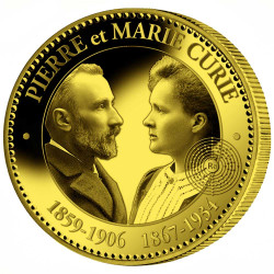 Pierre et Marie Curie dorée
