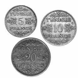 Set 3 monnaies 5 Francs, 10...