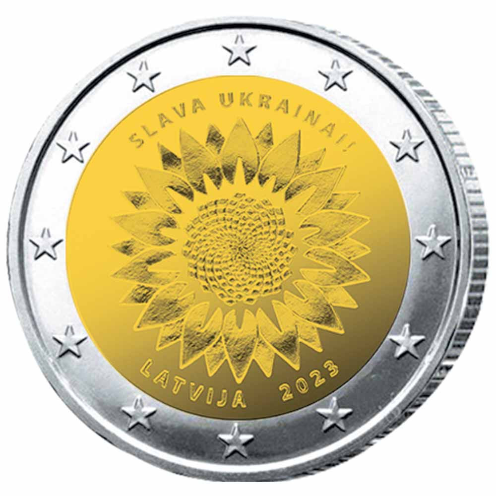 2 Euro Lettonie 2023 - Tournesol Ukrainien