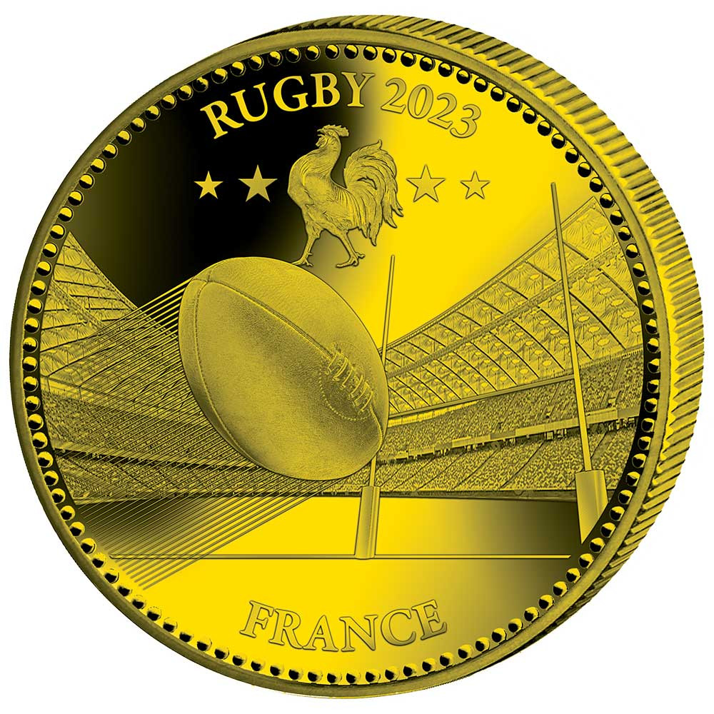 La pièce de collection Rugby 2023 dorée à l’Or fin 24 carats