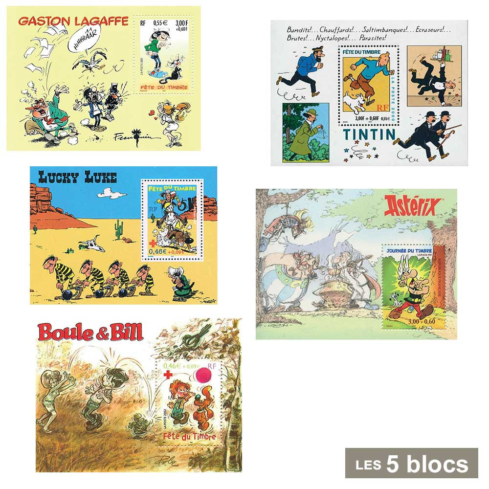 5 blocs-feuillets Héros de bandes dessinées
