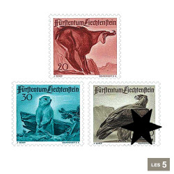 5 timbres Liechtenstein 1947