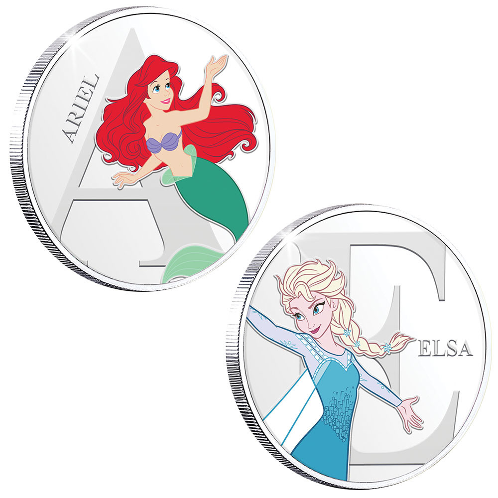 Coffret 2 pièces de collection colorisées - Ariel et Elsa