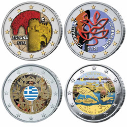 Lot 4 x 2 Euro 2021 colorisées