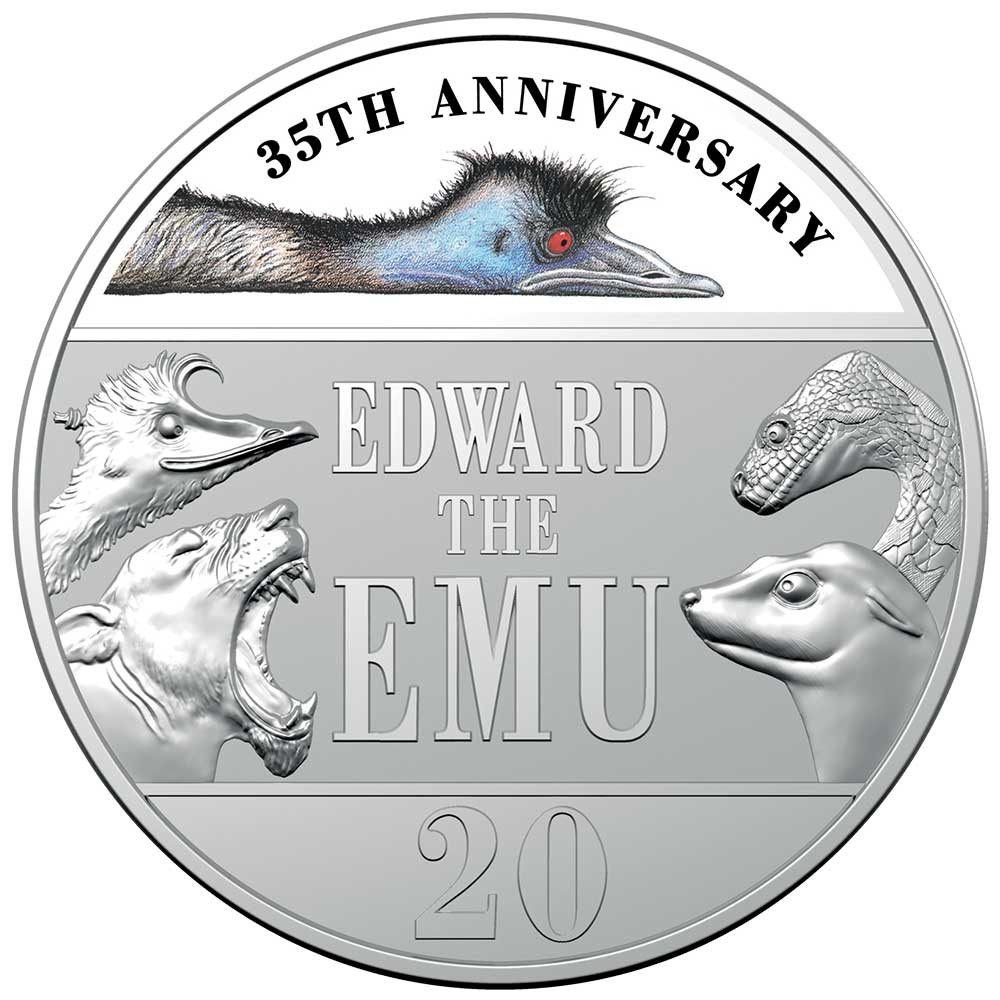 0,20 Dollar Cupronickel Australie 2023 colorisée - Edward l’émeu