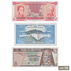 Lot de 15 billets du monde