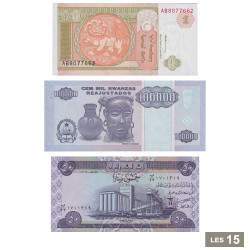 Lot de 15 billets du monde