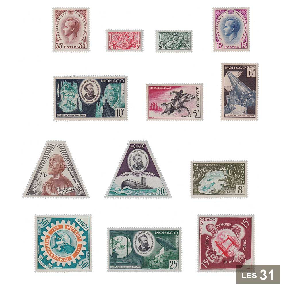 31 timbres les Années de Monaco 1955