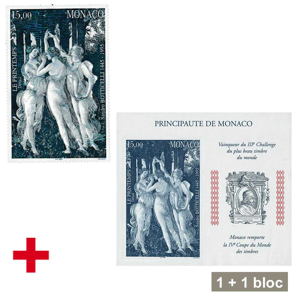 1 timbre + 1 bloc-feuillet reproduisant le tableau Le Printemps de Botticelli