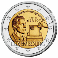 La 2 Euro Luxembourg 2019 - 100 ans du suffrage universel à 4,90 Euro au lieu de 9,80 Euro