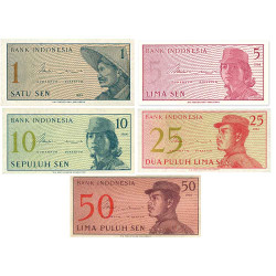 Lot de 5 billets Indonésie 1964