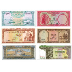 Lot de 6 billets Cambodge