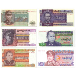 Lot de 6 billets Birmanie