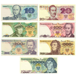 Lot de 7 billets Pologne