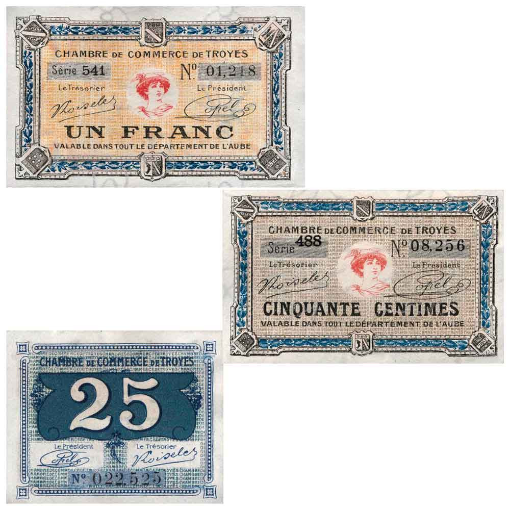 Lot de 3 billets de nécessité France