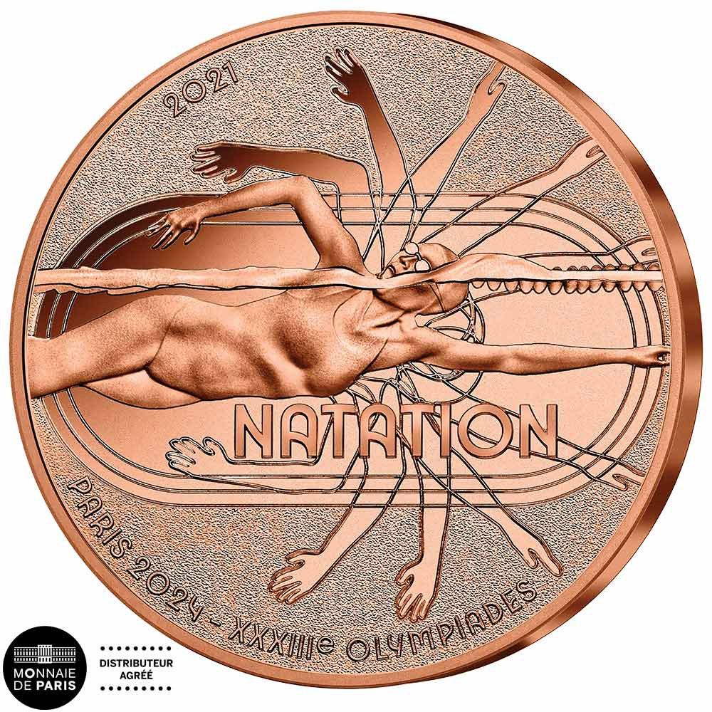 1/4 Euro Cupronickel France 2021 - Paris 2024 - Natation