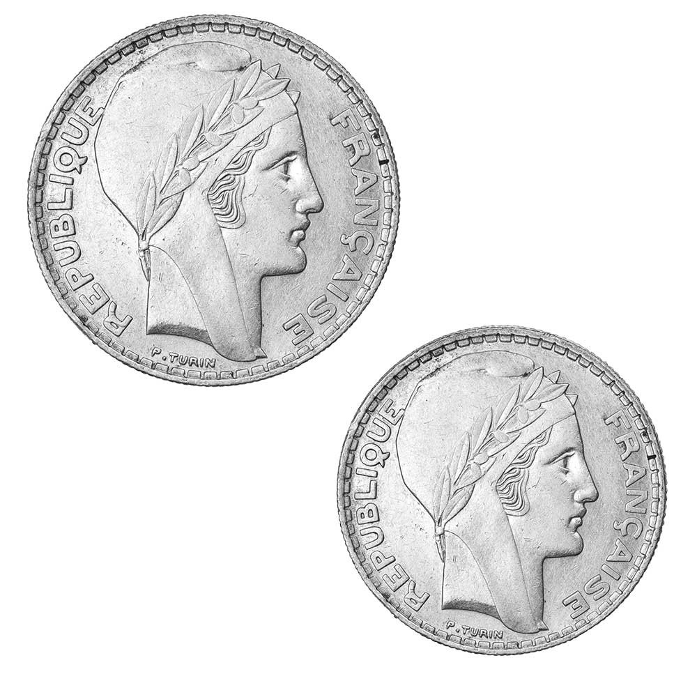 10 et 20 Francs Argent Turin 1934