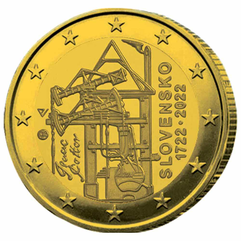 2 Euro Slovaquie 2022 dorée - 300 ans de la machine à vapeur
