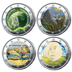Lot de 4 x 2 Euro colorisées