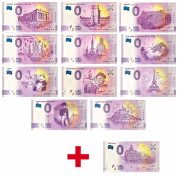 Lot des 11 Billets Souvenir 0 Euro +  Billet Vatican - Place Saint-Pierre