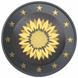 2 Euro Lettonie 2023 Ruthénium - Tournesol ukrainien