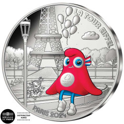 10 Euro Argent France 2024 colorisée - La Tour Eiffel