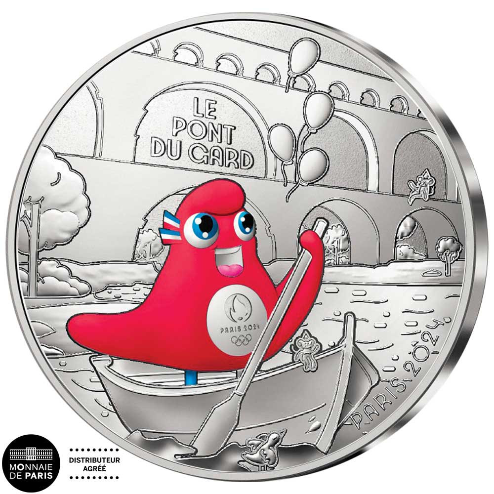 10 Euro Argent France 2024 colorisée - Le Pont du Gard