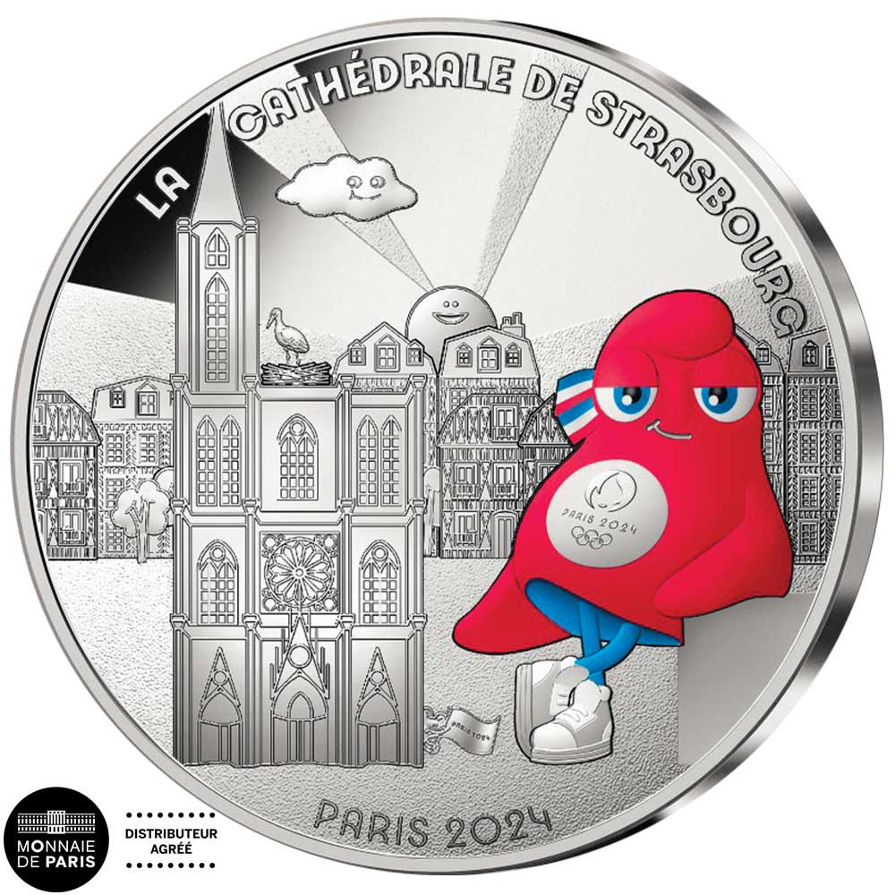 10 Euro Argent France 2024 colorisée - La Cathédrale de Strasbourg