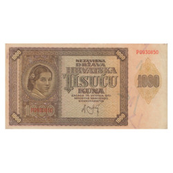 1000 Kuna Croatie 1941