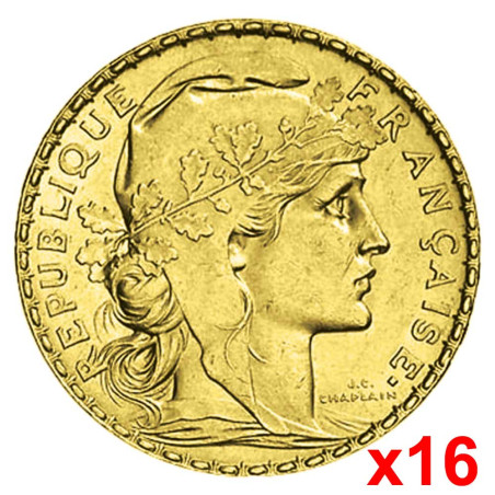 Coffret 16 x 20 Francs Or Marianne 1899-1914