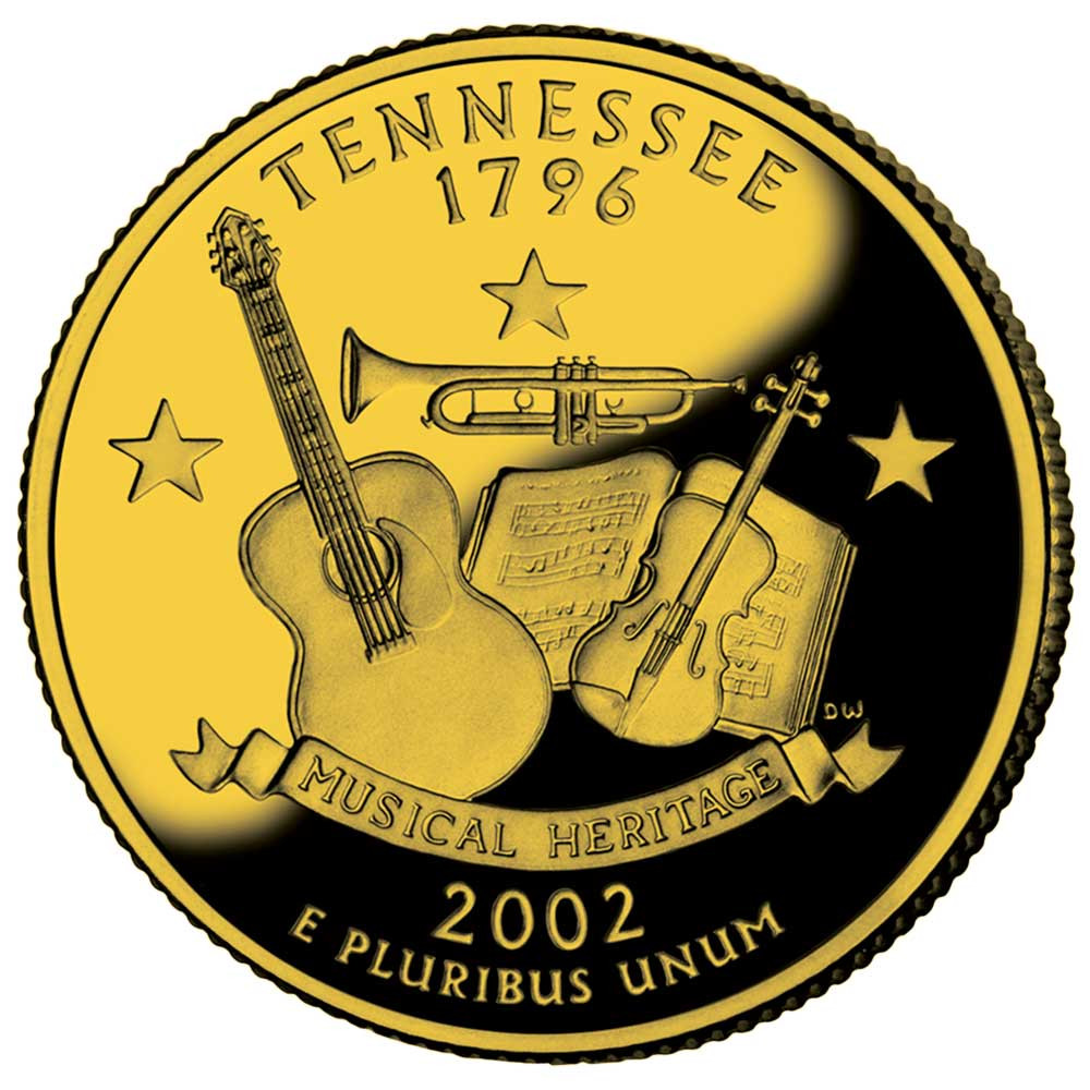 1/4 Dollar Cupronickel doré Tennessee 2002