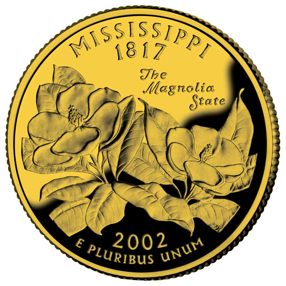 1/4 Dollar Cupronickel doré Mississippi 2002