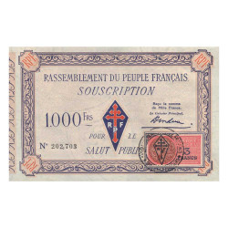 Bon de 1000 Francs - Rassemblement du peuple français